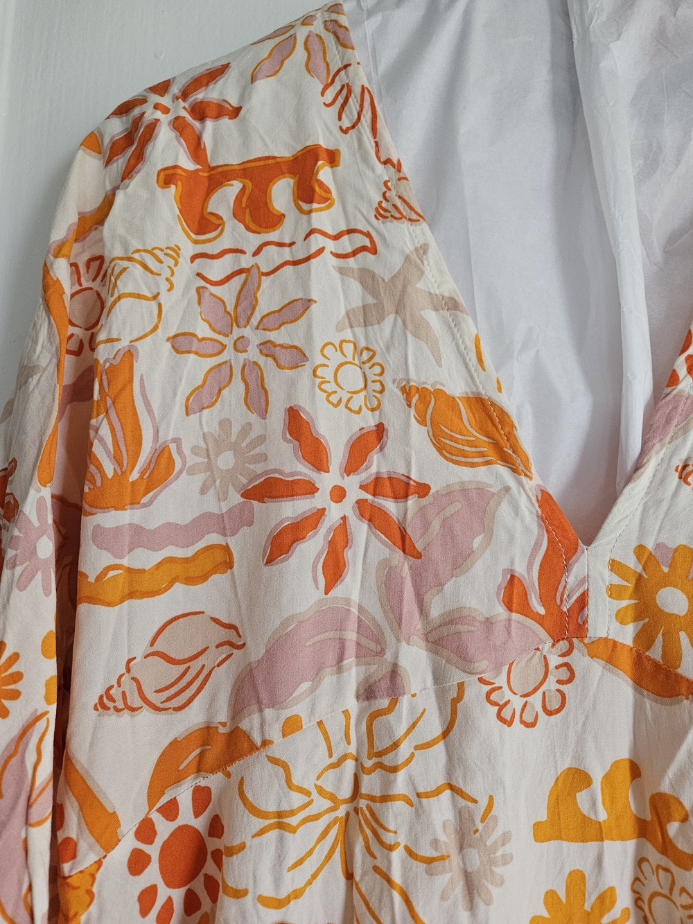 Label Of Love V-Neck Ruffle Hem Mini Dress in Orange, Pink, White XL